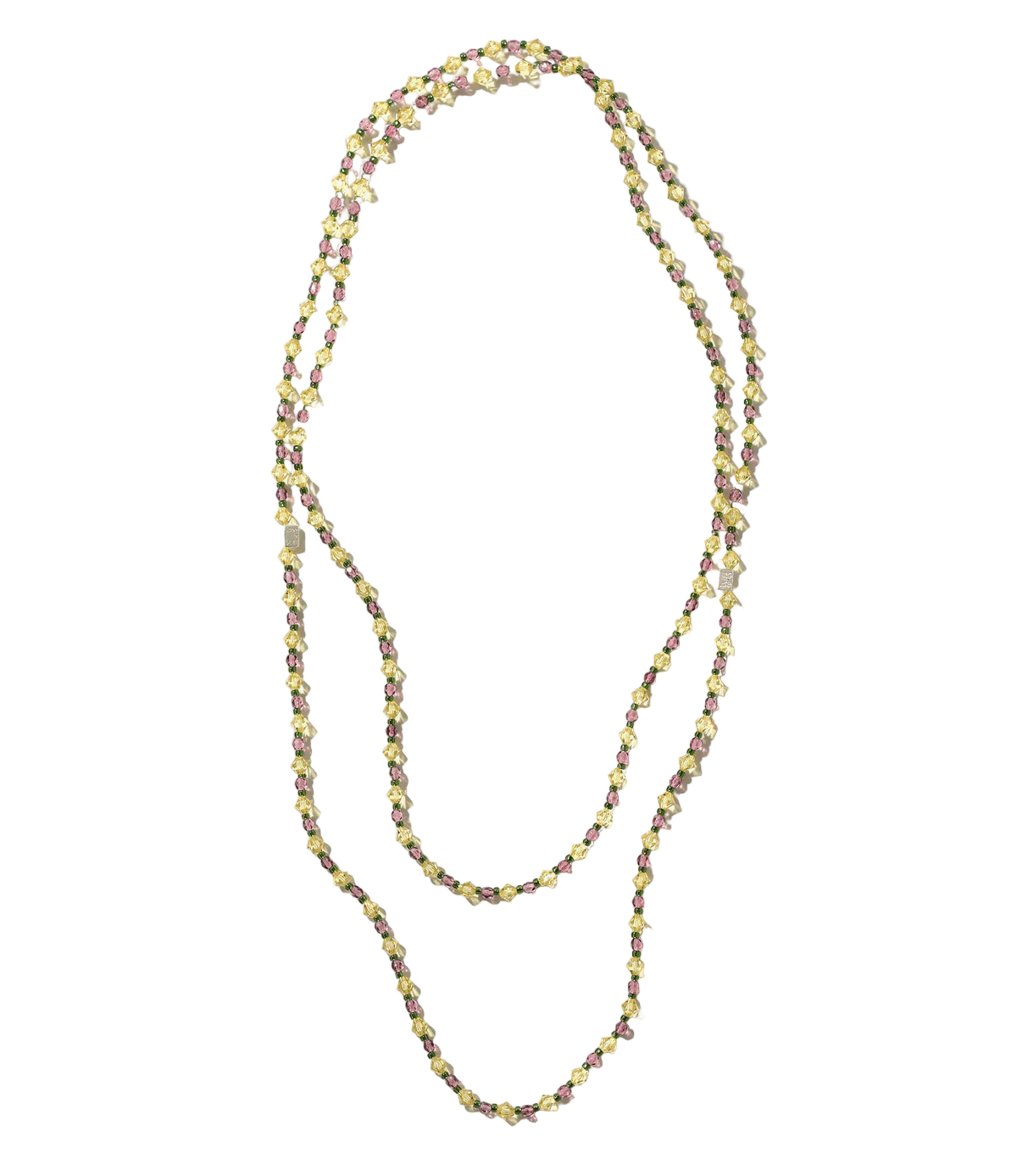 Needles x Tie A Knot - Crystal Beads Long Necklace - Yellow x Purple