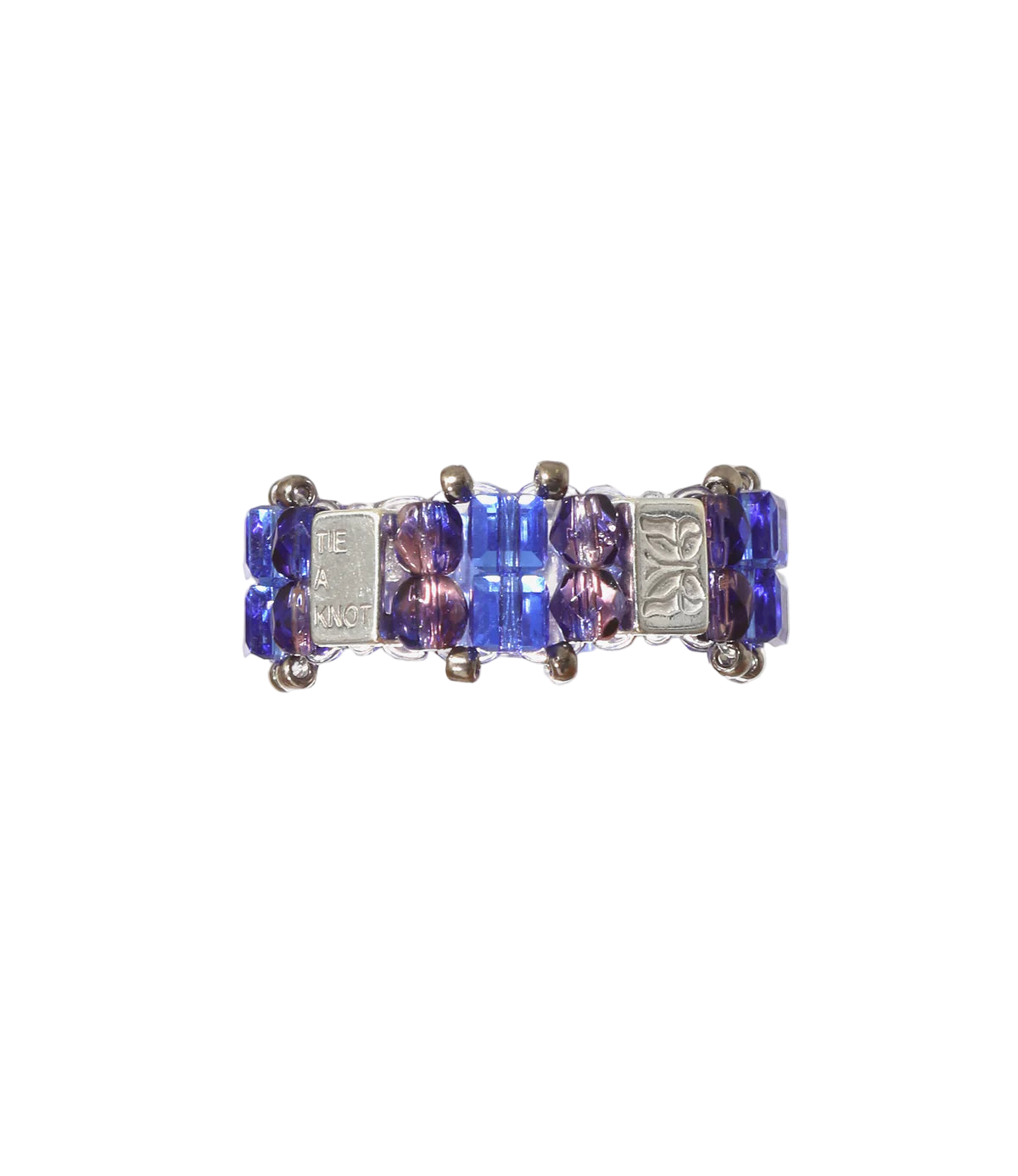 Needles x Tie A Knot - Crystal Beads Double Row Ring - Blue x Purple