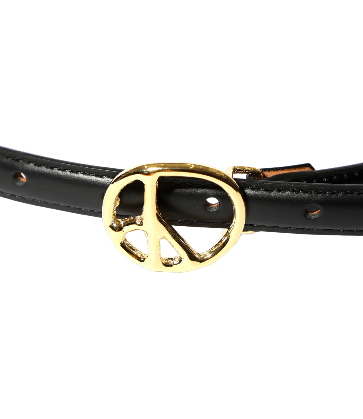 Peace Buckle Narrow Belt - Black - Steer Lthr