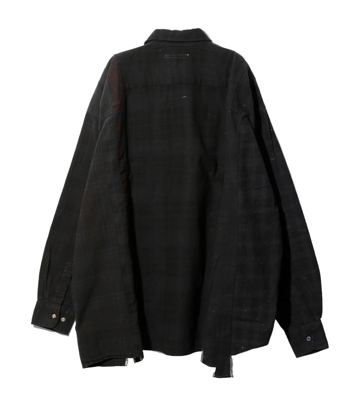 Flannel Shirt -> 7 Cuts Wide Shirt / Over Dye - Black