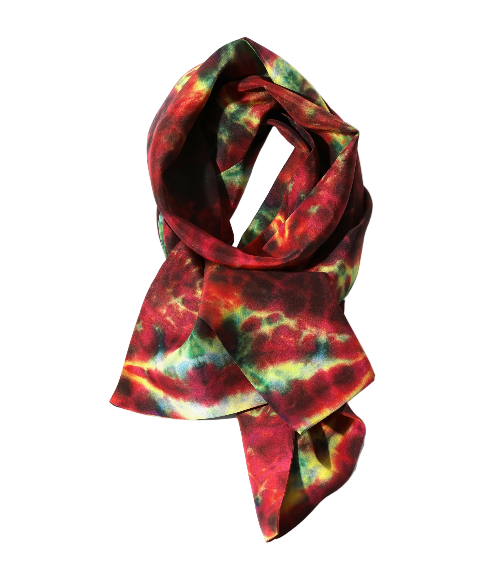 Scarf - Red - Printed Silk Crepe