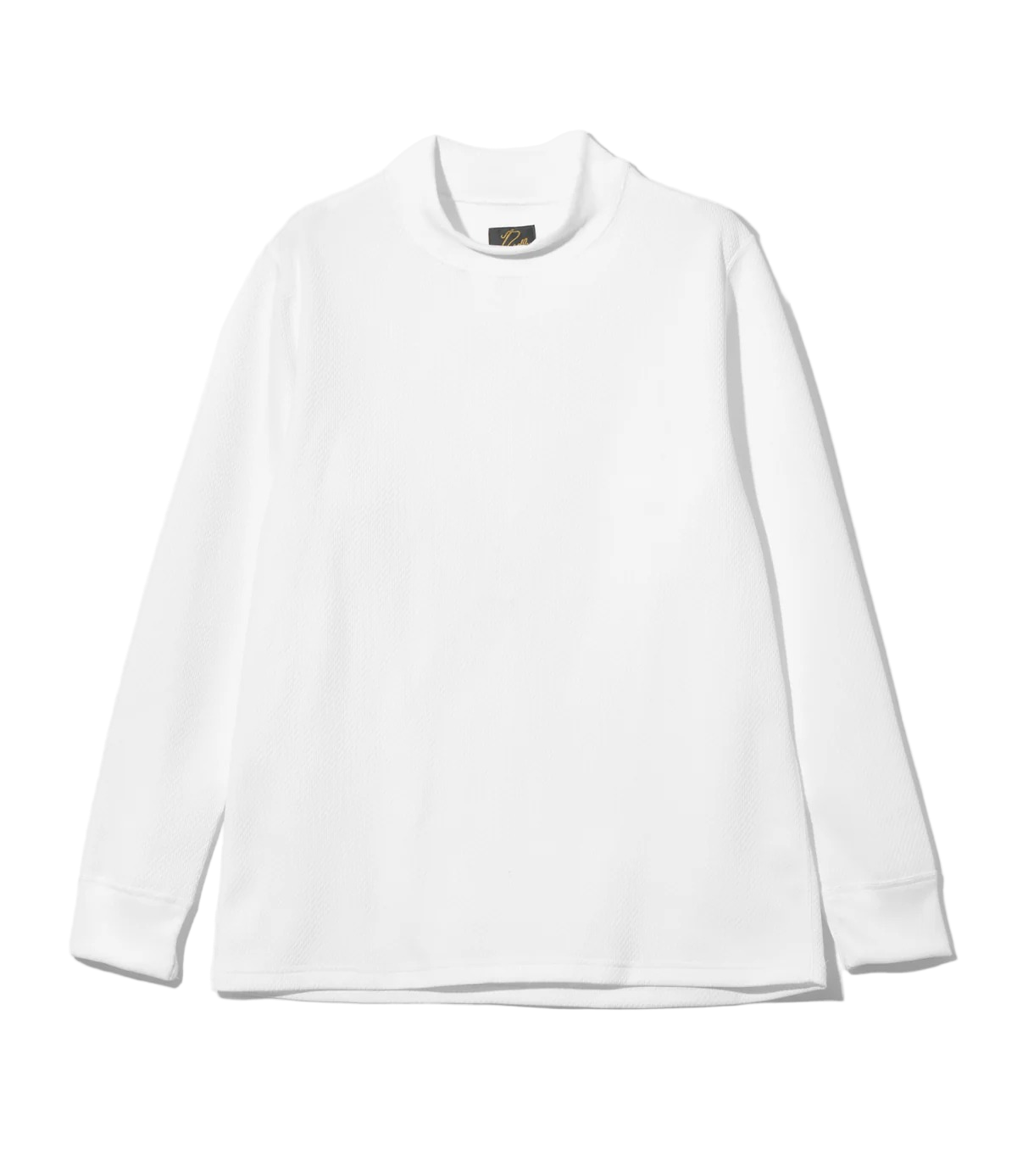 L/S Mock Neck Tee - White - Poly Waffle Jersey