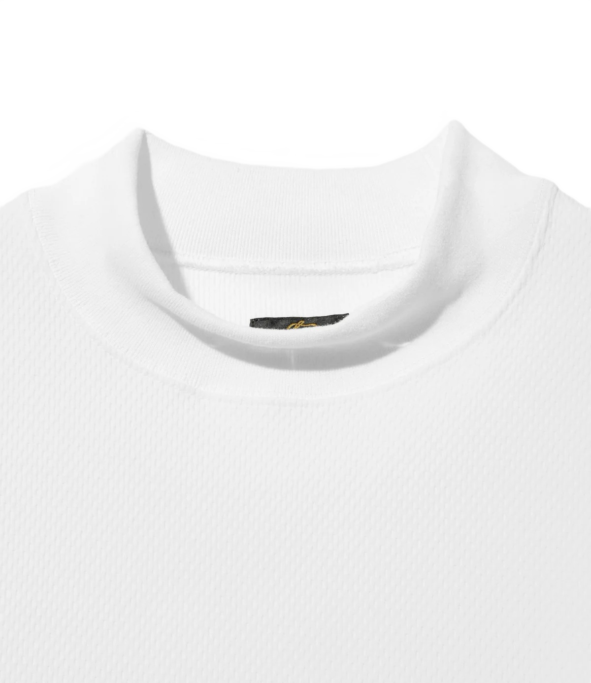 L/S Mock Neck Tee - White - Poly Waffle Jersey