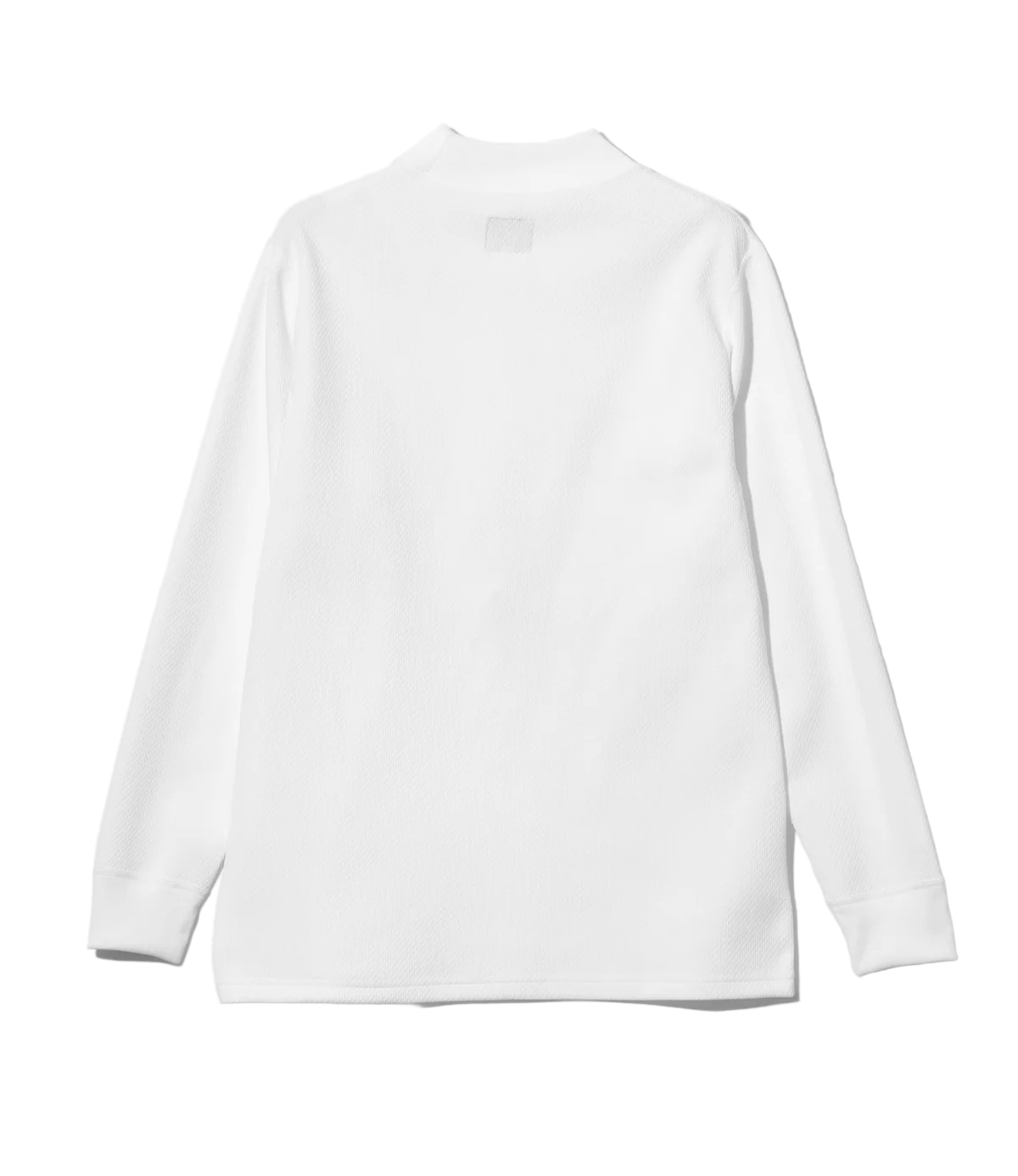 L/S Mock Neck Tee - White - Poly Waffle Jersey