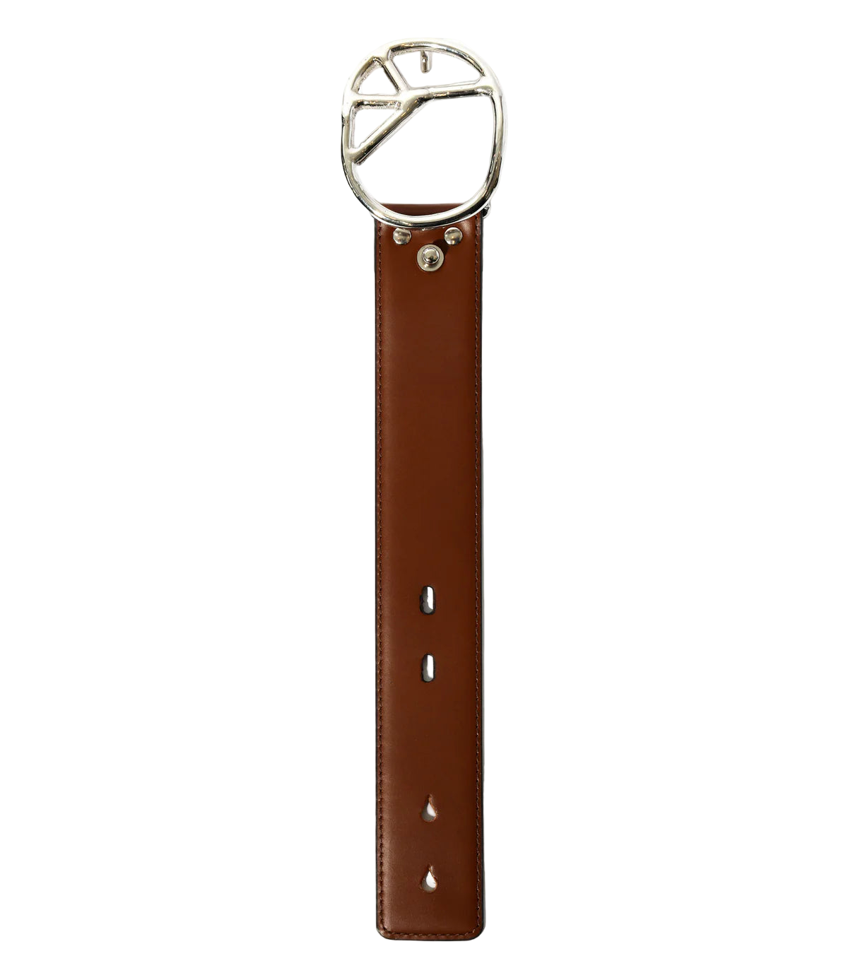 Peace Buckle Narrow Bracelet - Brown - Steer Lthr