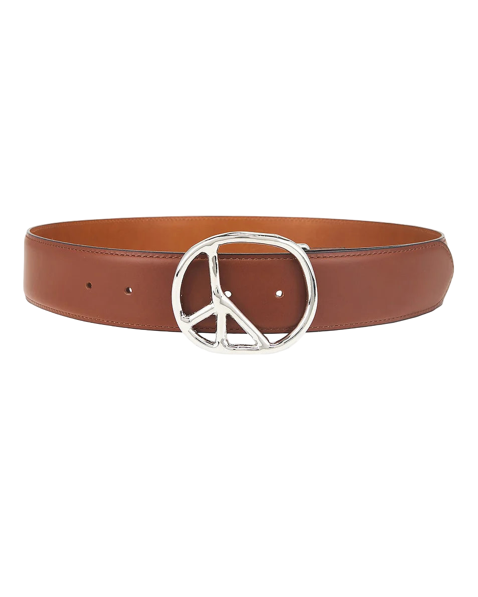 Peace Buckle Belt - Brown - Steer Lthr