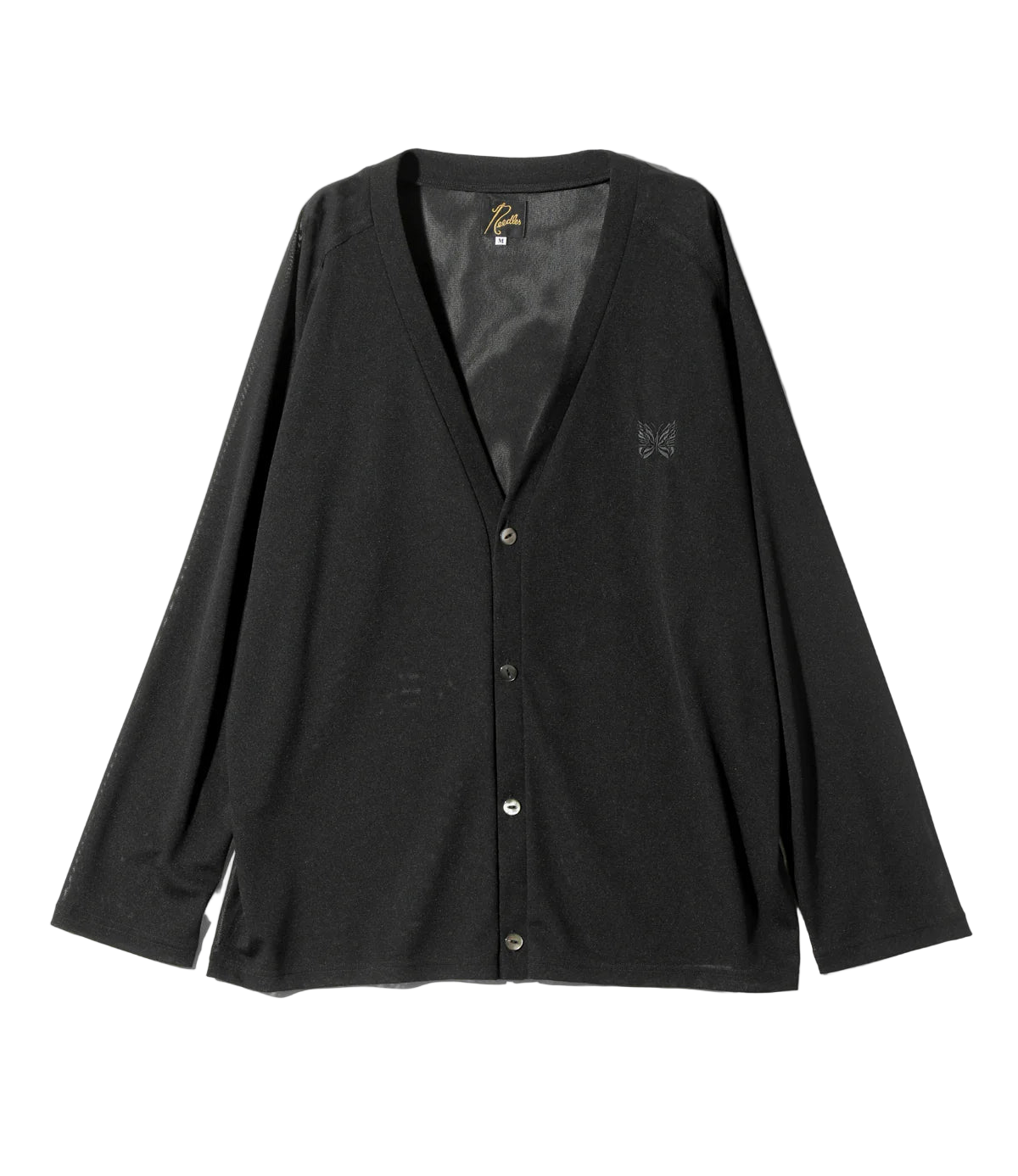 V Neck Cardigan - Black - Poly Mesh