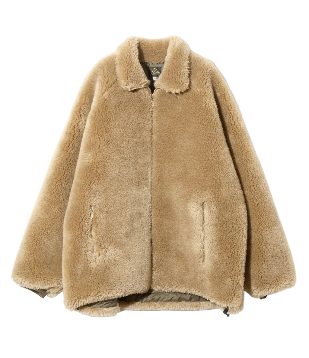 Faux Fur Jacket - Beige - Acrylic Pile