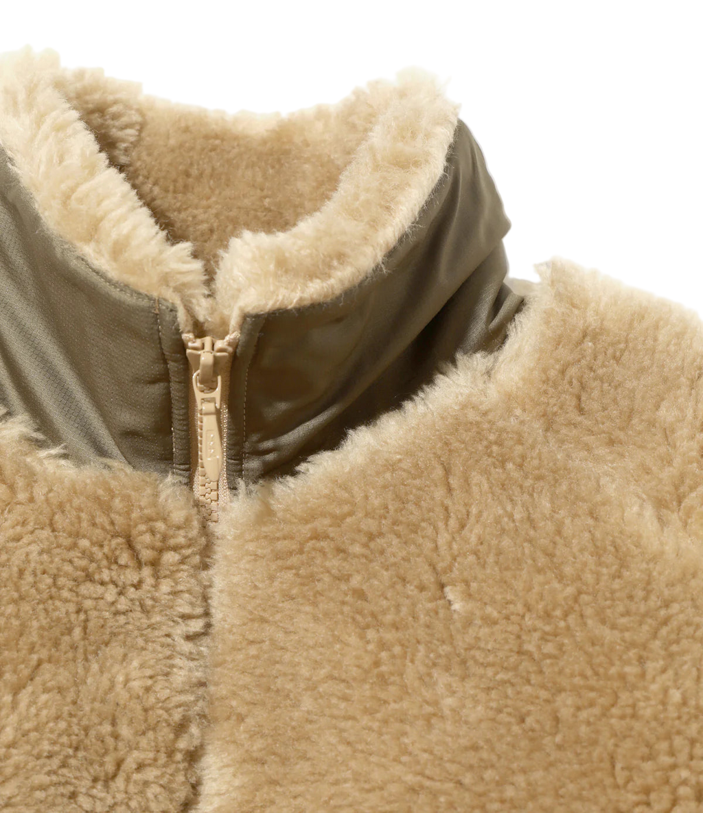 Faux Fur Jacket - Beige - Acrylic Pile