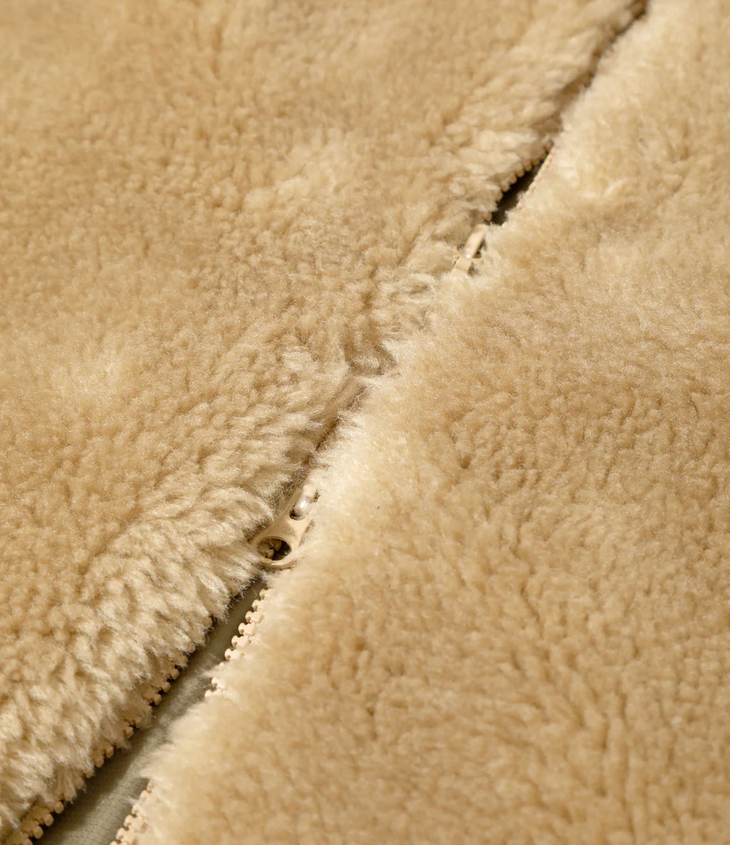 Faux Fur Jacket - Beige - Acrylic Pile