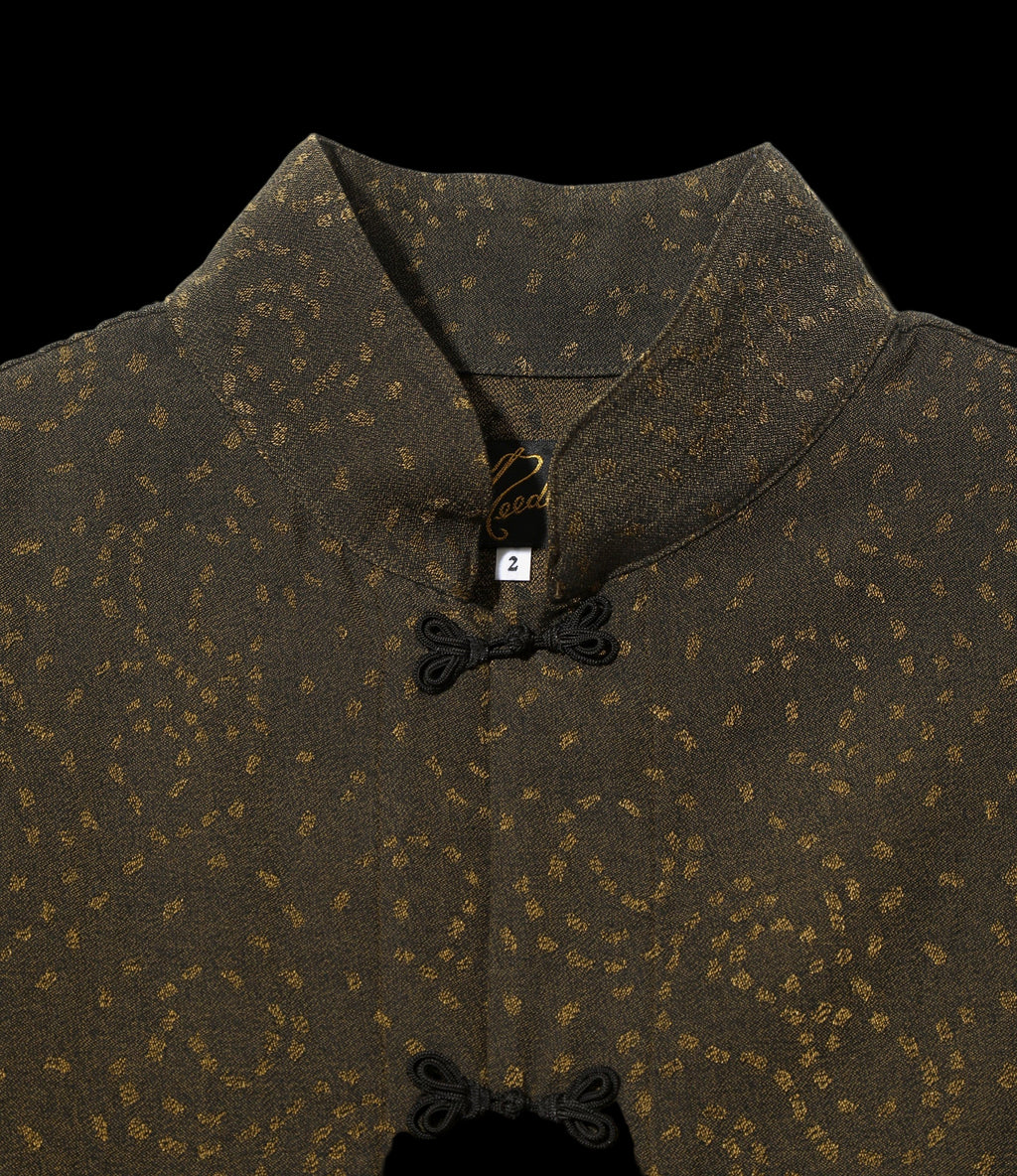 China Shirt - Olive - Abstract Jacquard