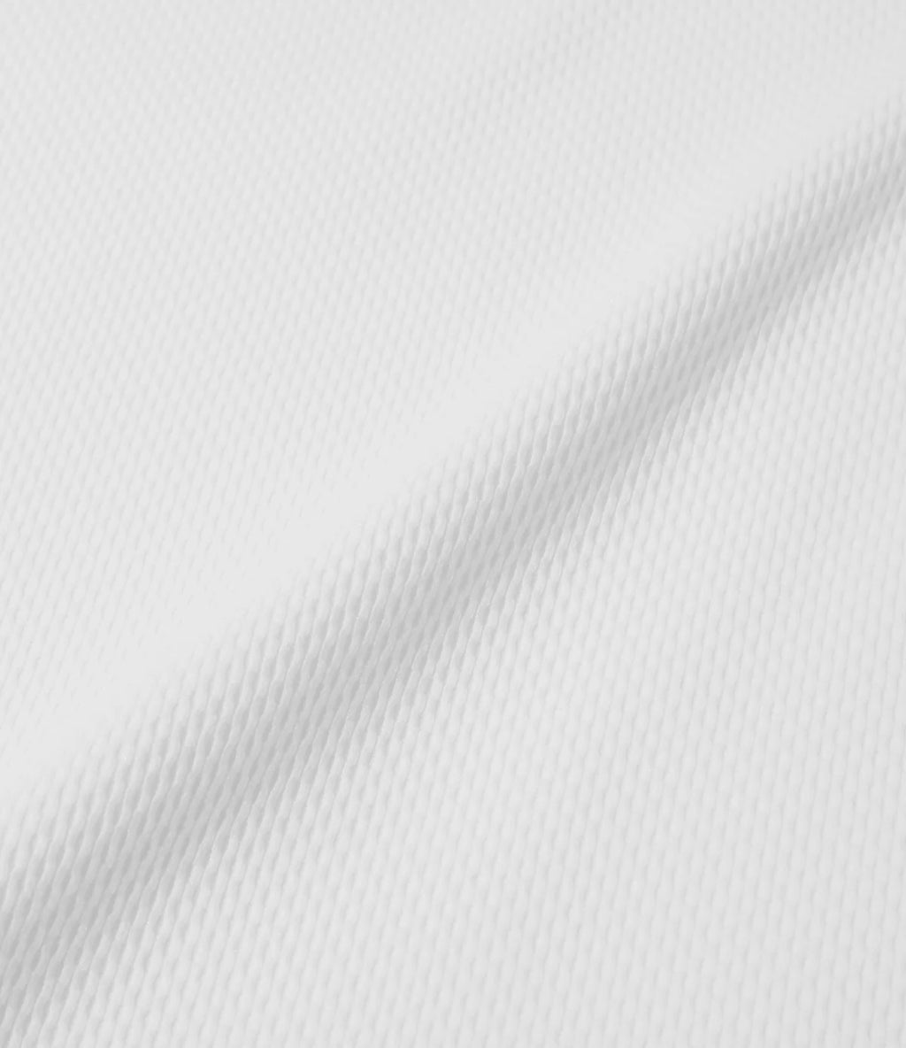 L/S Mock Neck Tee - White - Poly Waffle Jersey