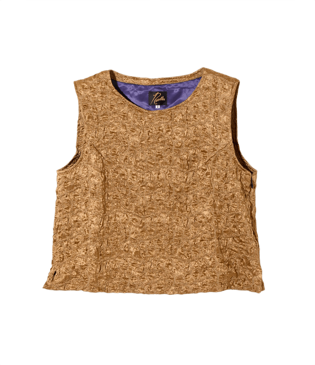 C.C. Vest - Brown - Embroidery Satin - Needles Official Store | Track Pants Jackets and Collections