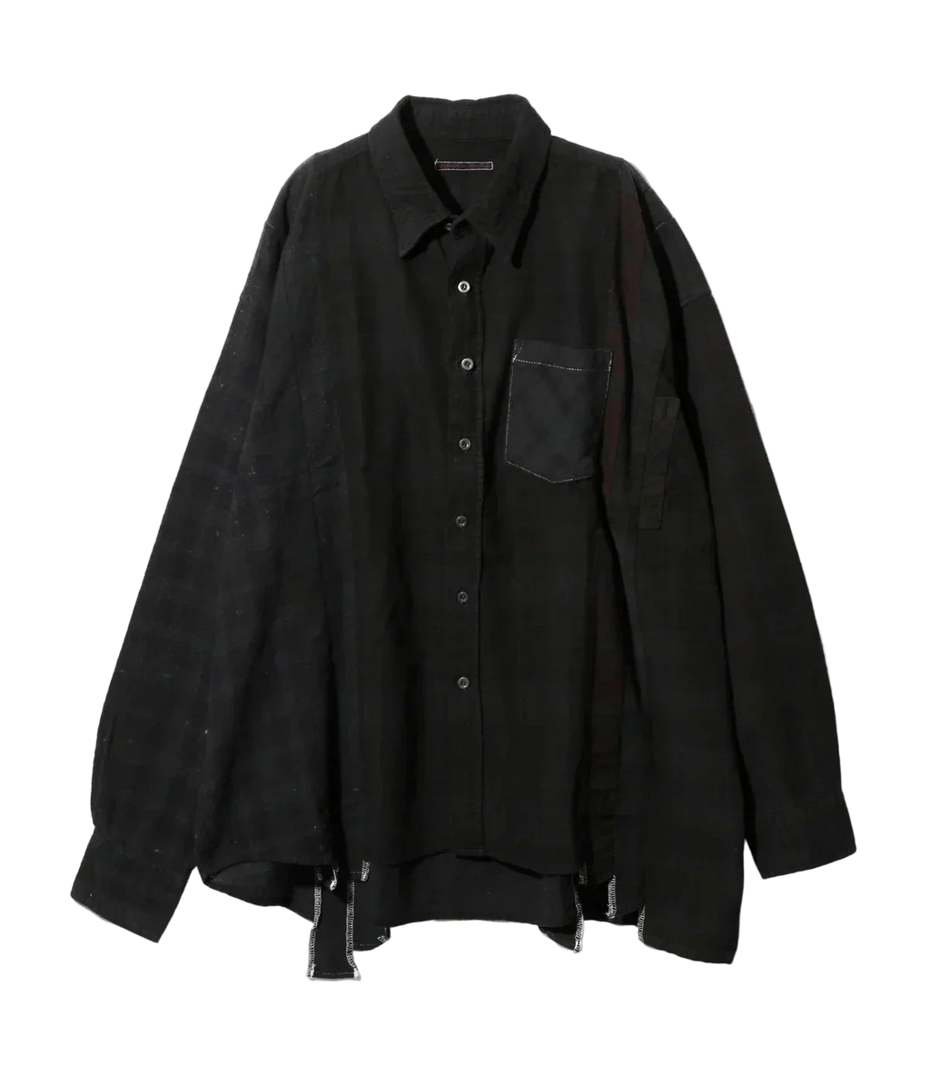 Flannel Shirt -> 7 Cuts Wide Shirt / Over Dye - Black - Needles Official Store | Track Pants Jackets and Collections
