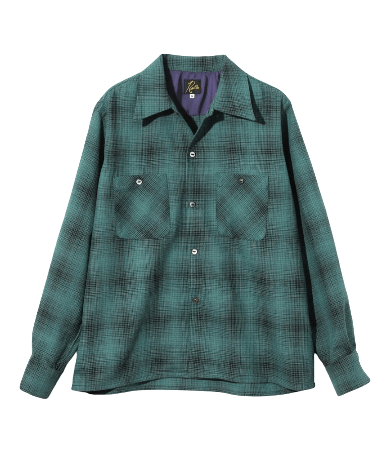 One - Up Shirt - Blue - Wool Shadow Plaid - Needles Official Store | Track Pants Jackets and Collections