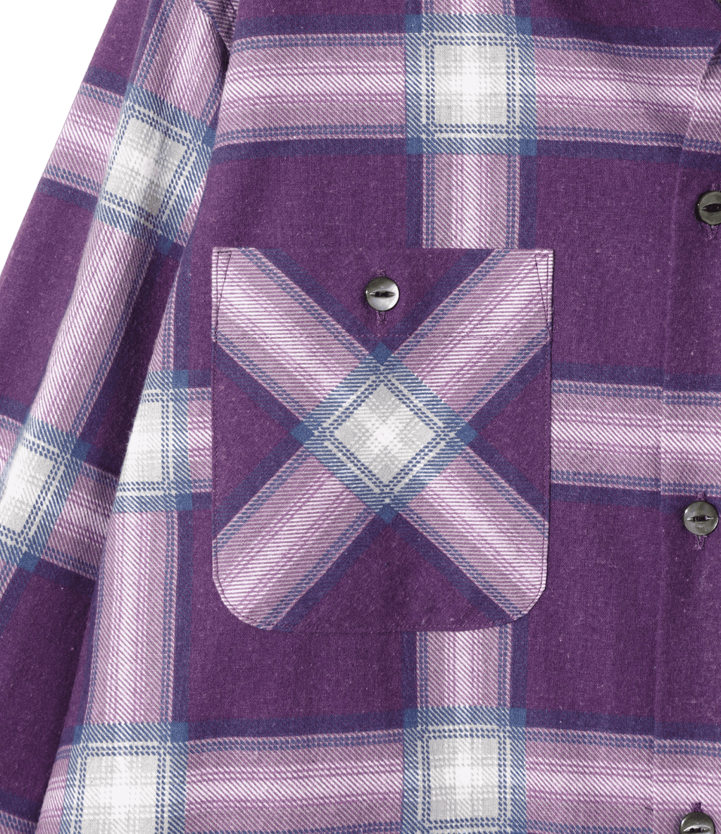 One - Up Shirt - Purple - Printed Flannel / Plaid - Needles Official Store | Track Pants Jackets and Collections