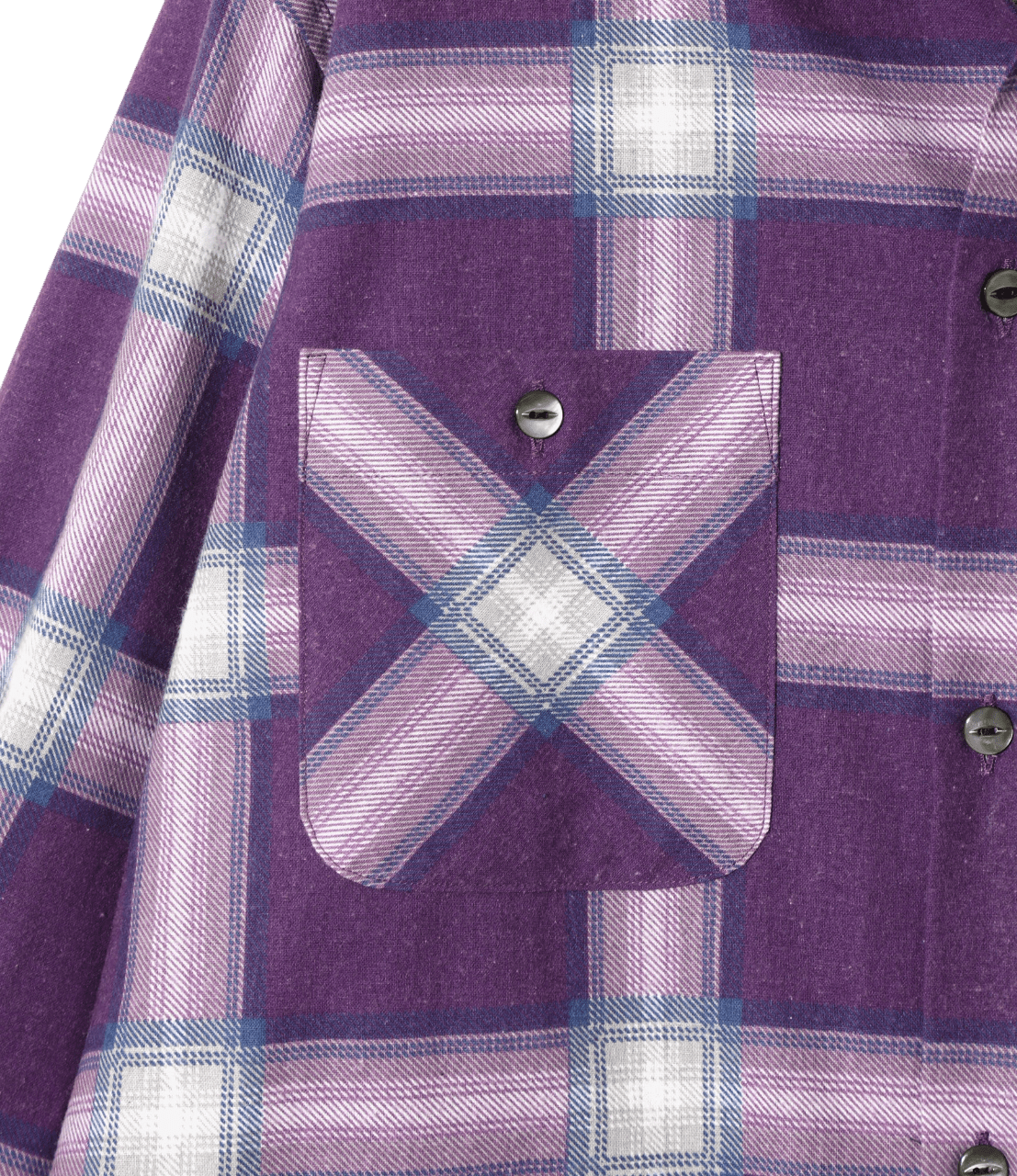 One - Up Shirt - Purple - Printed Flannel / Plaid - Needles Official Store | Track Pants Jackets and Collections